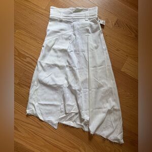 Elaine Kim White Asymmetrical Midi Skirt - S